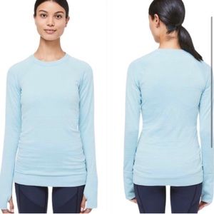 Lululemon Rest Less Long Sleeve Pullover Size 2 Blue Haze Textured
